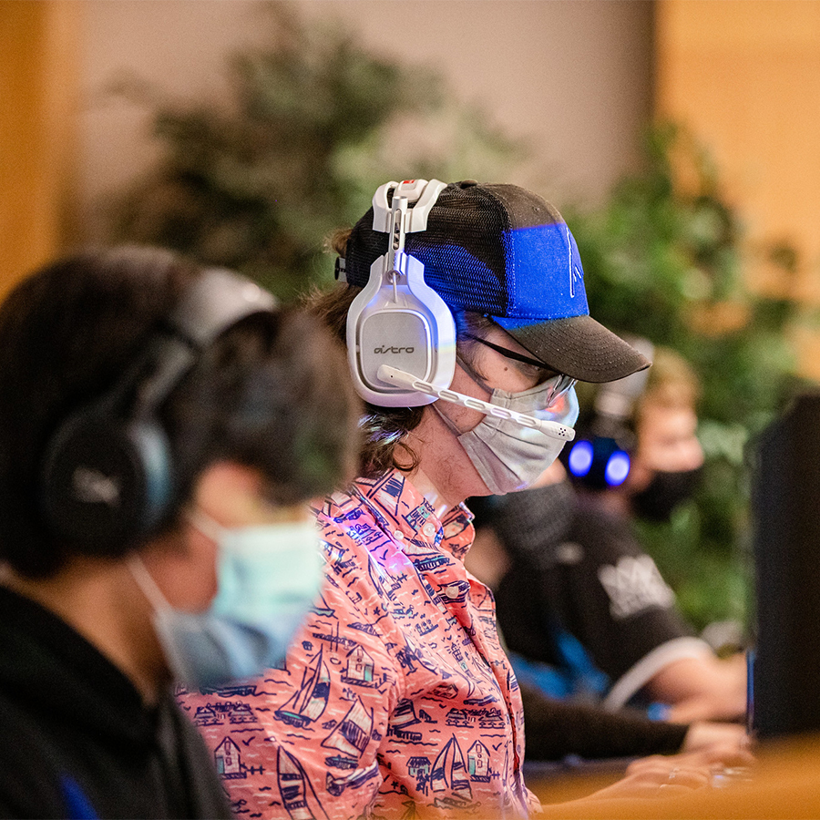 Students competing in an esports tournament