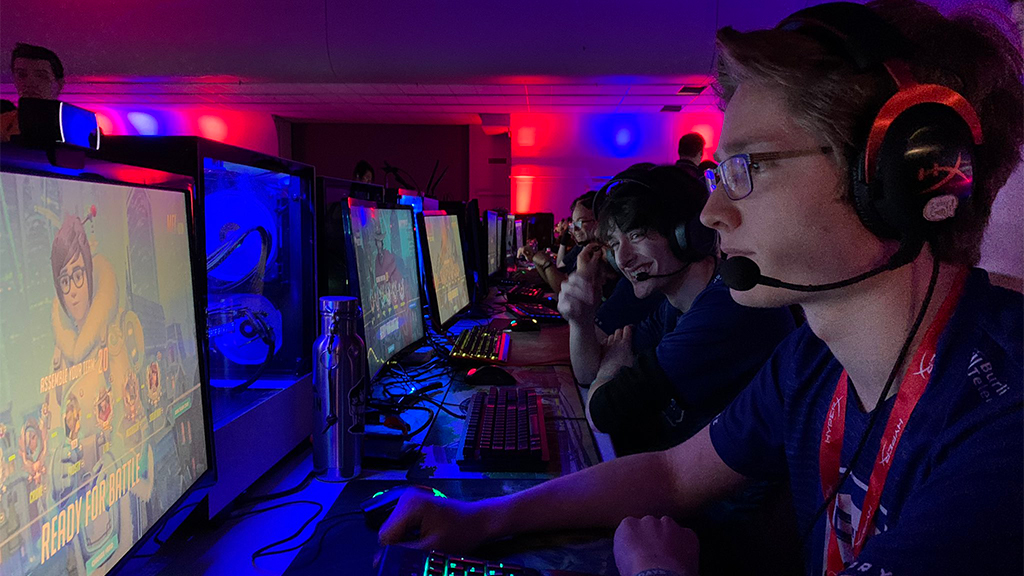 Students competing at an esports tournament